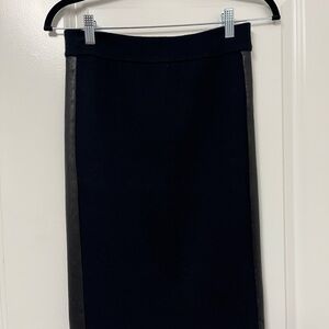 Juicy Couture Navy Pencil Skirt with Leather Trim